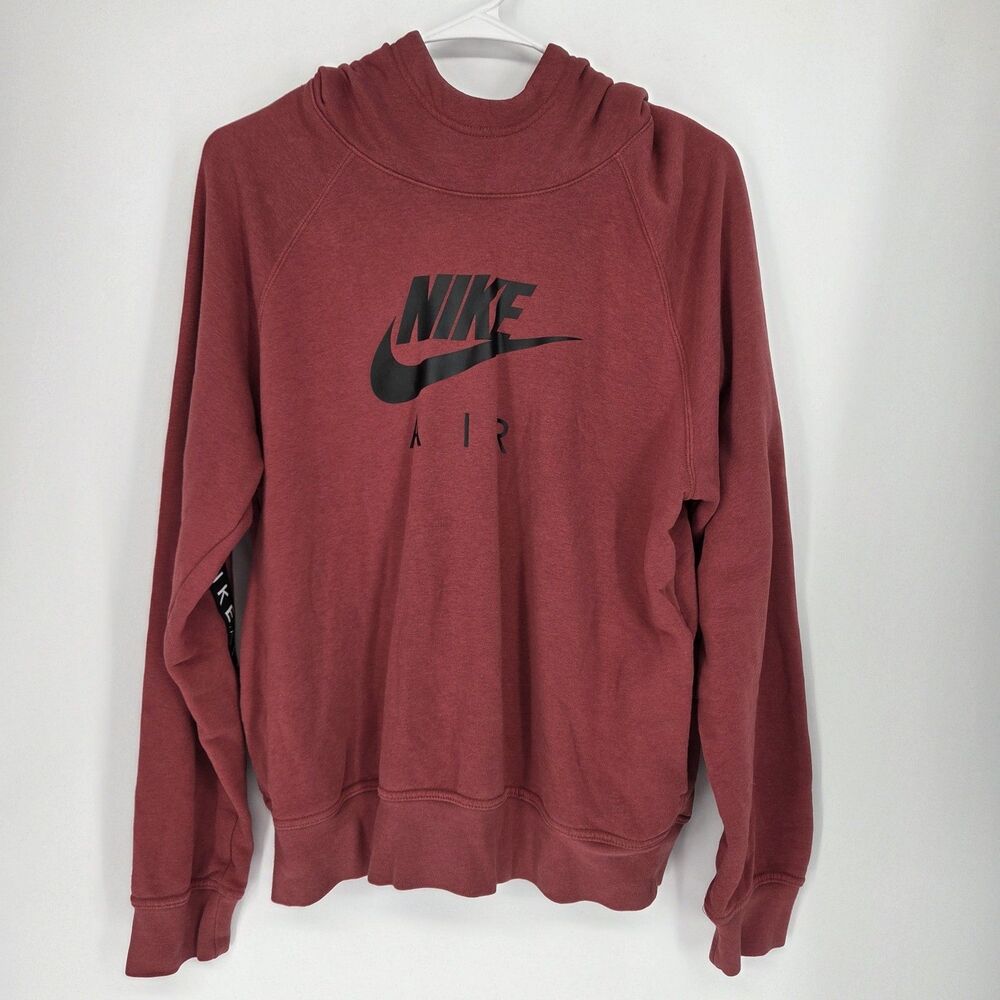 Nike Air Swoosh Maroon Red Long Sleeve Pullover Hoodie Womens Large